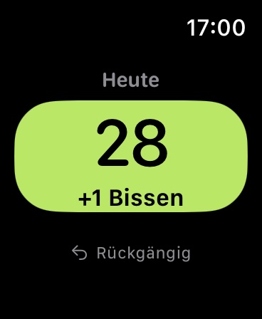 Auf der Apple Watch: aufs Handgelenk tippen, weiteressen.