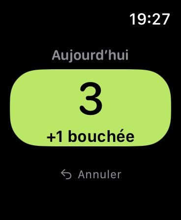 Sur Apple Watch : touchez votre poignet, continuez à manger.