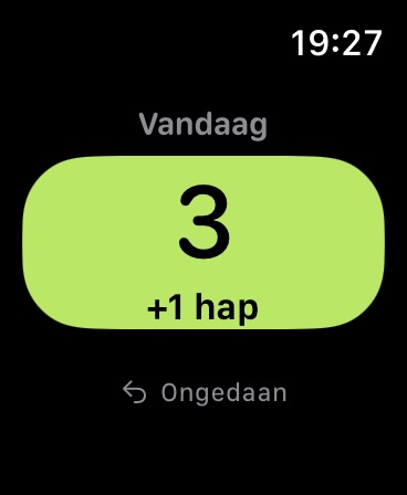 Op de Apple Watch: tik op je pols, eet verder.